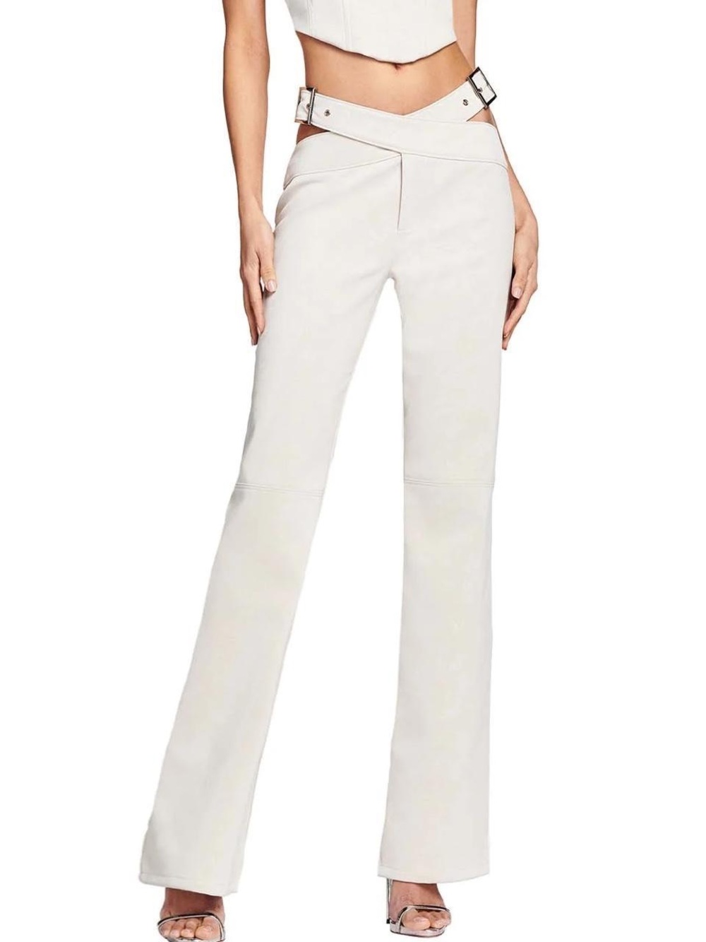 I.AM.GIA Atris Faux Leather Belted Pants in Ivory White, Women’s size XS